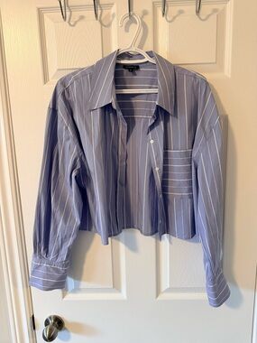 Dynamite Blue and White Striped Button-Up